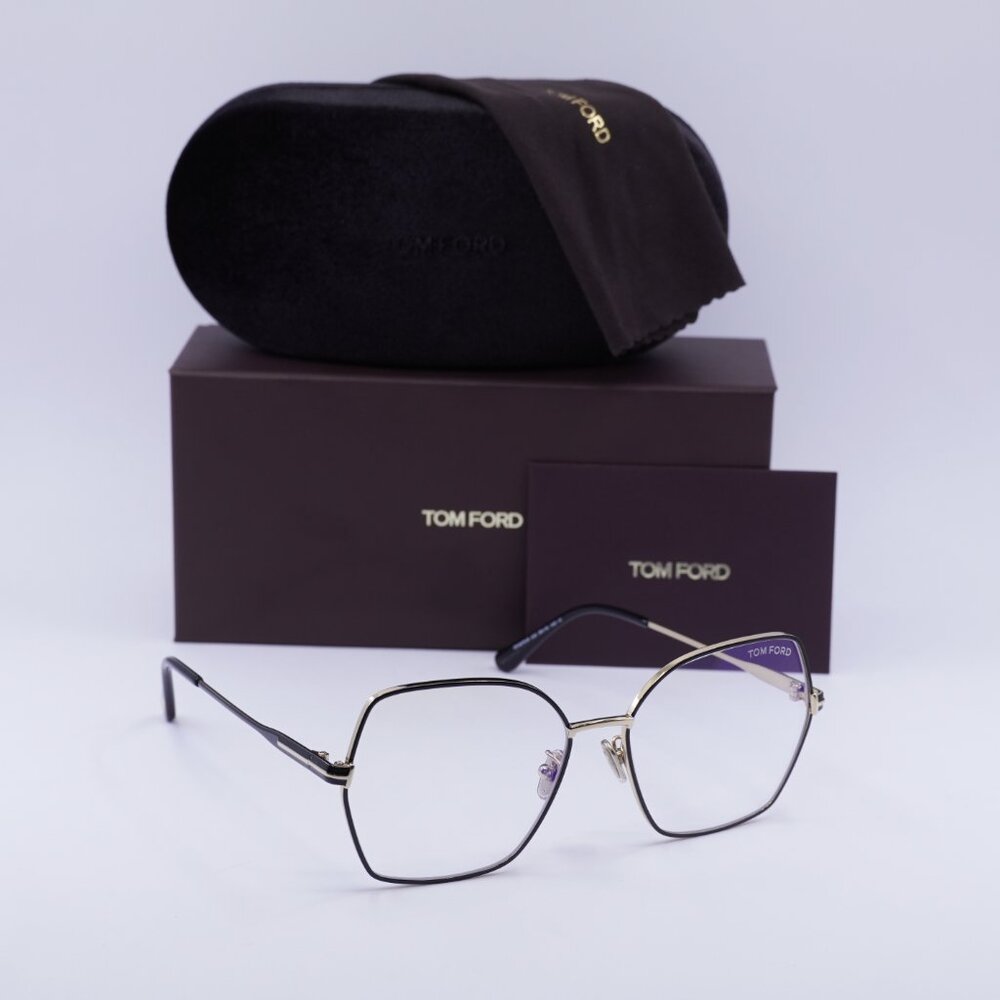Tom Ford FT5876-B 032 Butterfly Eyeglasses 56mm - Pale Gold/Black